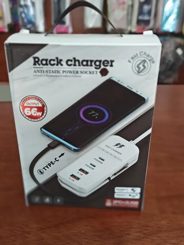 Zapatilla Rack Charger 66w 2 Usb + 1 Tipo C 5.1a - FoxCel